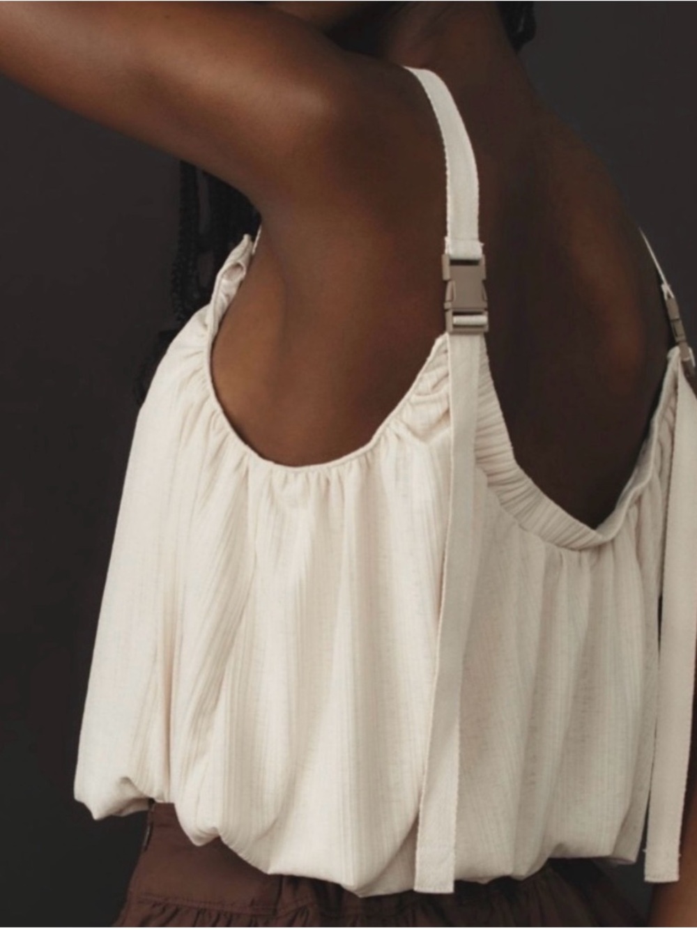 Anthropologie Bubble Cropped Buckle Top